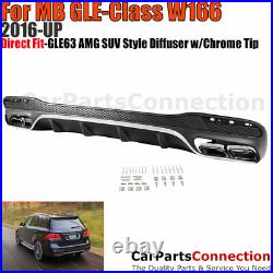 2016-2019 W166 GLE-Class GLE 63 AMG Style Rear Bumper Diffuser Sport Pkg Chrome