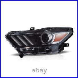 2VLAND LED DRL Dual Beam Lens Projector Headlights For Ford Mustang 2015-2017