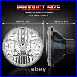 2X 7 INCH ROUND FLAT HEADLIGHT HALOGEN CONVERSION KIT With H4 BULB NEW UPGRADE UK
