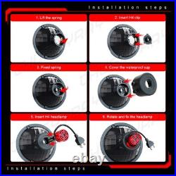 2X 7 INCH ROUND FLAT HEADLIGHT HALOGEN CONVERSION KIT With H4 BULB NEW UPGRADE UK