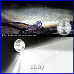 2X 7 INCH ROUND FLAT HEADLIGHT HALOGEN CONVERSION KIT With H4 BULB NEW UPGRADE UK