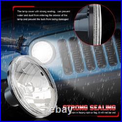 2X 7 INCH ROUND FLAT HEADLIGHT HALOGEN CONVERSION KIT With H4 BULB NEW UPGRADE UK