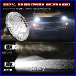 2X 7 INCH ROUND FLAT HEADLIGHT HALOGEN CONVERSION KIT With H4 BULB NEW UPGRADE UK