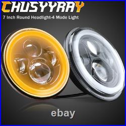 2x 7 Inch Round Flat Headlight Bulb Halogen Conversion Kit With Drl Upgrade New