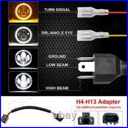 2x 7 Inch Round Flat Headlight Bulb Halogen Conversion Kit With Drl Upgrade New