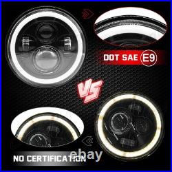 2x 7 Inch Round Flat Headlight Bulb Halogen Conversion Kit With Drl Upgrade New