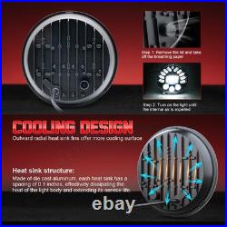 2x 7 Inch Round Flat Headlight Bulb Halogen Conversion Kit With Drl Upgrade New