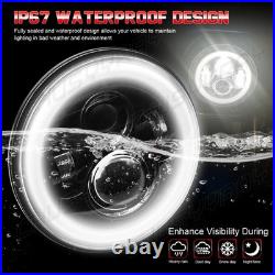 2x 7 Inch Round Flat Headlight Bulb Halogen Conversion Kit With Drl Upgrade New