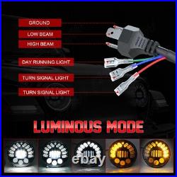 2x 7 Inch Round Flat Headlight Bulb Halogen Conversion Kit With Drl Upgrade New