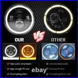 2x 7 Inch Round Flat Headlight Bulb Halogen Conversion Kit With Drl Upgrade New