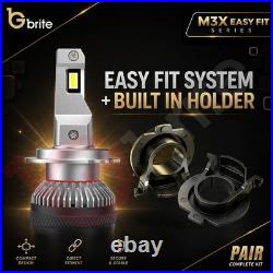 2x GBrite Easy Beam H7 LED Bulbs Upgrade + Holders Conversion Kit 6000K