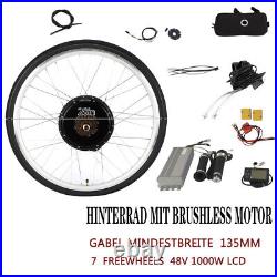 48V 1000W 28-Inch Electric Bike Ebike Rear Wheel Conversion Kit E-bike Motor LCD Kit