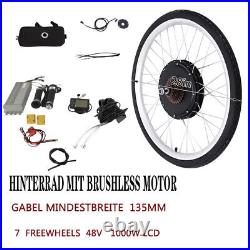 48V 1KW Electric Bike Ebike Rear Wheel Conversion Kit E-bike Motor LCD Kit 28