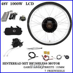 48V 1KW Electric Bike Ebike Rear Wheel Conversion Kit E-bike Motor LCD Kit 28