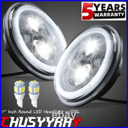 7 INCH ROUND FLAT HEADLIGHT HALOGEN CONVERSION KIT WITH WithDRL UPGRADE NEW