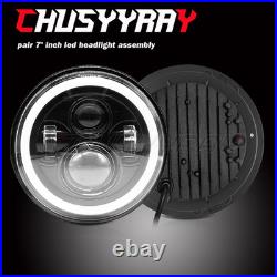 7 INCH ROUND FLAT HEADLIGHT HALOGEN CONVERSION KIT WITH WithH4 BULB UPGRADE NEW