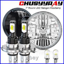 7 INCH ROUND FLAT HEADLIGHT HALOGEN CONVERSION KIT WITH WithH4 BULB UPGRADE NEW