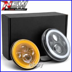 7 INCH ROUND FLAT HEADLIGHT HALOGEN CONVERSION KIT WITH WithH4 BULB UPGRADE NEW