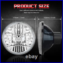 7 INCH ROUND FLAT HEADLIGHT HALOGEN CONVERSION KIT WITH WithH4 BULB UPGRADE NEW