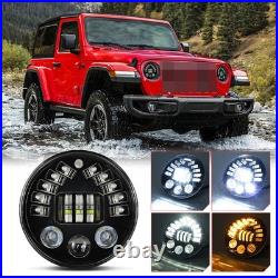 7 INCH ROUND FLAT HEADLIGHT HALOGEN CONVERSION KIT WITH WithH4 BULB UPGRADE NEW