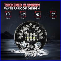 7 INCH ROUND FLAT HEADLIGHT HALOGEN CONVERSION KIT WITH WithH4 BULB UPGRADE NEW