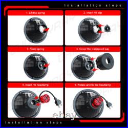 7 INCH ROUND FLAT HEADLIGHT HALOGEN CONVERSION KIT WITH WithH4 BULB UPGRADE NEW