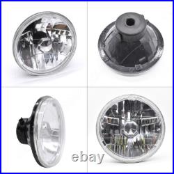 7 INCH ROUND FLAT HEADLIGHT HALOGEN CONVERSION KIT WITH WithH4 BULB UPGRADE NEW
