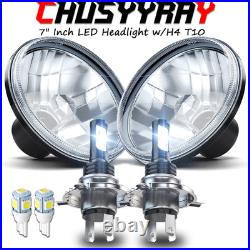 7 INCH ROUND FLAT HEADLIGHT HALOGEN CONVERSION KIT with H4 BULB UPGRADE NEW UK