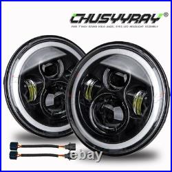 7 Inch Round Flat Headlight Bulb Halogen Conversion Kit With Drl Upgrade New