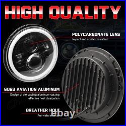 7 Inch Round Flat Headlight Bulb Halogen Conversion Kit With Drl Upgrade New