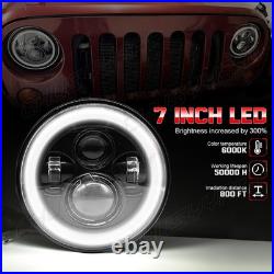 7 Inch Round Flat Headlight Bulb Halogen Conversion Kit With Drl Upgrade New