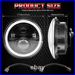 7 Inch Round Flat Headlight Bulb Halogen Conversion Kit With Drl Upgrade New