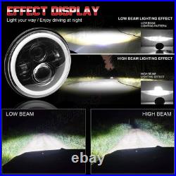 7 Inch Round Flat Headlight Bulb Halogen Conversion Kit With Drl Upgrade New