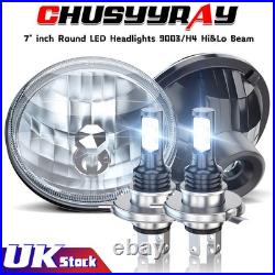 7 Inch Round Flat Headlight Halogen Conversion Kit With H4 Bulb Upgrade New