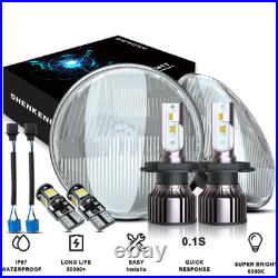 7 Inch Round Flat Headlight Halogen Conversion Kit With H4 Bulb Upgrade New Uk