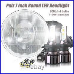 7 Inch Round Flat Headlight Halogen Conversion Kit With H4 Bulb Upgrade New Uk