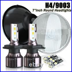 7 Inch Round Flat Headlight Halogen Conversion Kit With H4 Bulb Upgrade New Uk