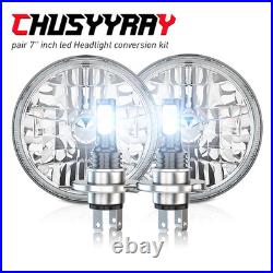 7 Inch Round Flat Headlight Halogen Conversion Kit With H4 Bulb Upgrade New Uk