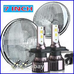 7 Inch Round Flat Headlight Halogen Conversion Kit With H4 Bulb Upgrade New Uk