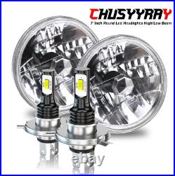 7 Inch Round Flat Headlight Halogen Conversion Kit With H4 Bulb Upgrade New Uk