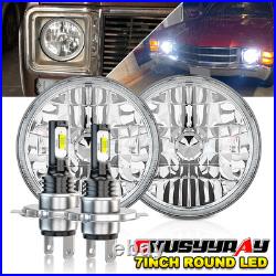 7 Inch Round Flat Headlight Halogen Conversion Kit With H4 Bulb Upgrade New Uk