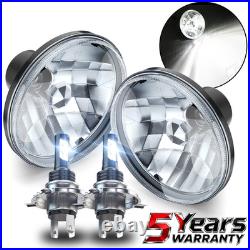 7 Inch Round Flat Headlight Halogen Conversion Kit With H4 Bulb Upgrade New Uk