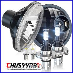 7 Inch Round Flat Headlight Halogen Conversion Kit With H4 Bulb Upgrade New Uk