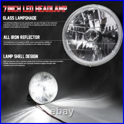 7 Inch Round Flat Headlight Halogen Conversion Kit With H4 Bulb Upgrade New Uk