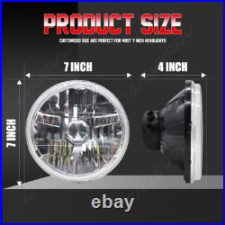 7 Inch Round Flat Headlight Halogen Conversion Kit With H4 Bulb Upgrade New Uk