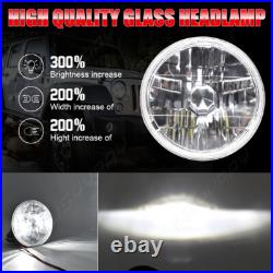 7 Inch Round Flat Headlight Halogen Conversion Kit With H4 Bulb Upgrade New Uk