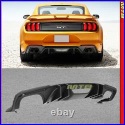 Big Fin Diffuser Quad Tip Style For Mustang 18+ GT Convertible Coupe Matte Black