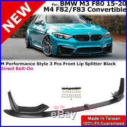 Black Front Lip Splitters For BMW M3 M4 15-18 M Performance Style F80 F82 F83