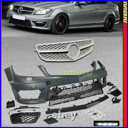 C63 Style Front Fascia Bumper Cover Kit w Grille DRL 12-14 W204 2012-2015 C204