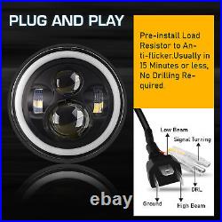 Classic Car 7 Domed Lens H4 led Headlight Headlamp Conversion Kit 2pcs Upgrade